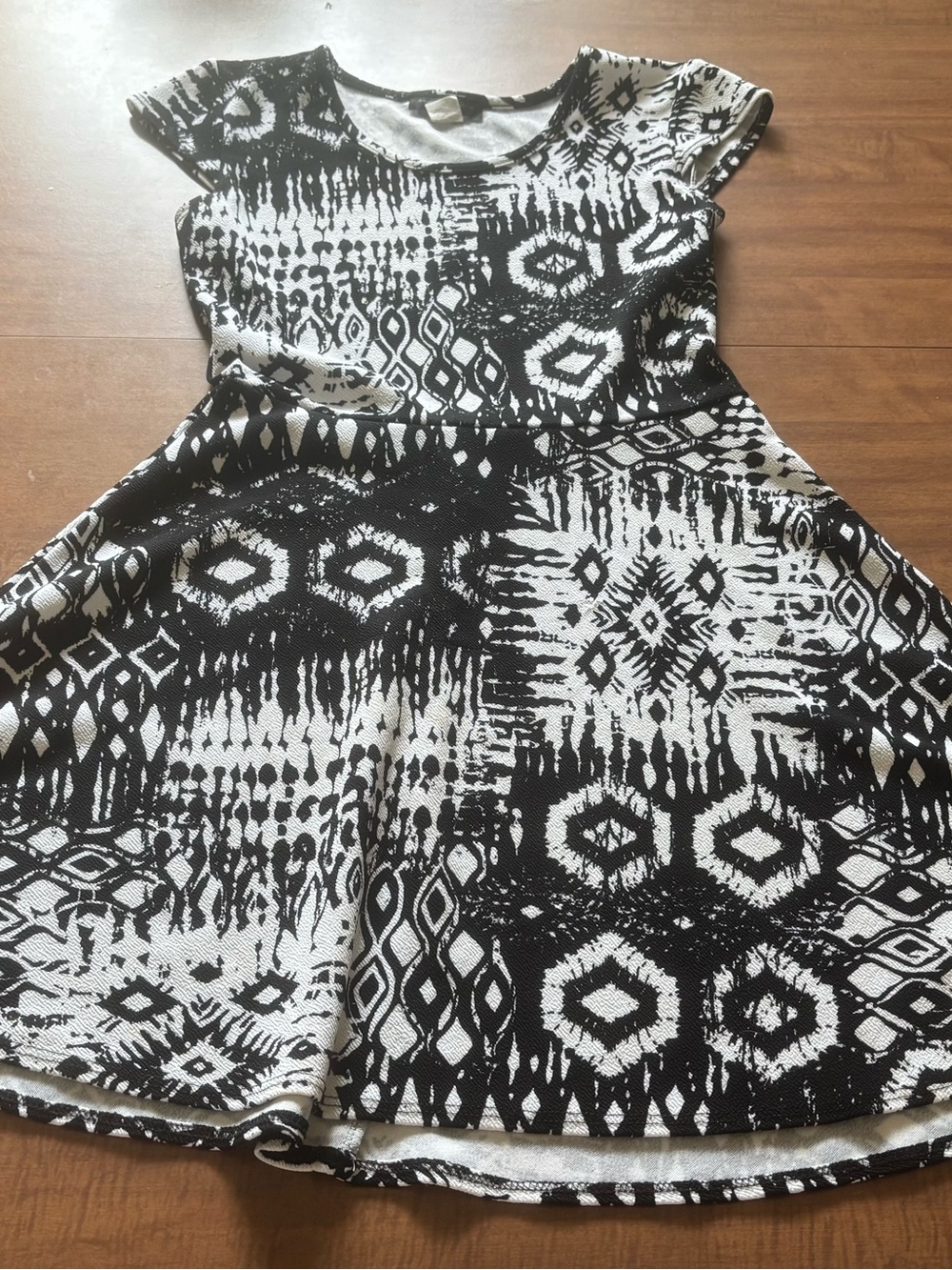 American City Wear Black & White Tribal Fit-and-Flare Dress